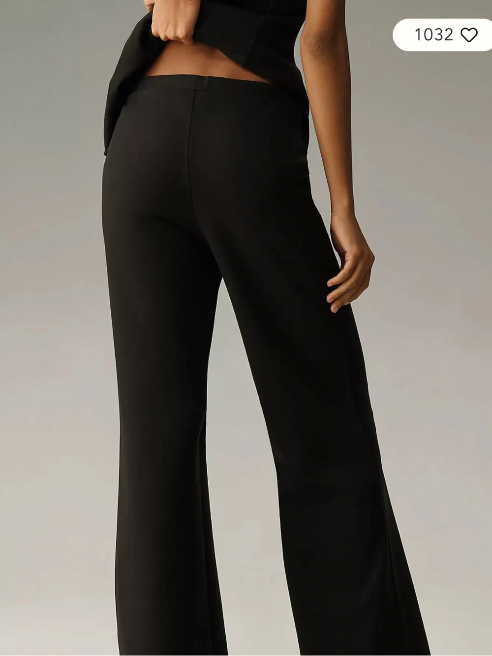 Reformation Pears Knit Two Piece Set Black Strapless Peplum Top Wide Leg Pants S